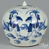 Chinese Qing dynasty blue and white porcelain ginger jar, 8 1/4'' h.