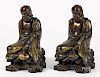 Pair of Chinese carved and gilt decorated Buddhas, early 20th c., 20'' h.