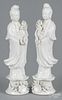 Two Chinese blanc de chin Guanyin figures, 12 1/2'' h.