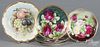 Five hand-painted porcelain plates with floral and fruit decoration, to include Firenze, Bareuther