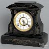 Enameled cast iron mantel clock, late 19th c., 11 3/4'' h.