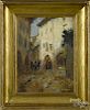 Italian oil on board street scene, titled Asola, signed indistinctly lower left and dated verso