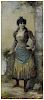 Oil on canvas of an Italian woman, late 19th c., signed Ferroni, 32'' x 13 1/2''.