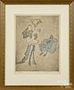 Jules Pascin (French/American 1885-1930), color engraving, titled Blue, signed lower right