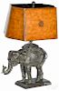 Maitland Smith bronze elephant table lamp, 30'' h.