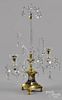 Bronze and cut glass candelabrum, 19th c., 24'' h.