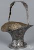 Sheffield silver-plate basket, ca. 1900, with embossed cherub decoration, 13'' h.