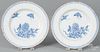 Pair of Delft blue and white plates, 18th c., with butterfly decoration, 8 3/4'' dia.