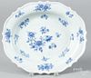 Chinese export porcelain blue and white scalloped edge serving dish, 19th c., 12 1/2'' l., 14 1/4'' w.