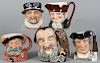 Five Royal Doulton Toby mugs, to include Gunsmith, Falstaff, Merlin, Beefeater, and Old Charley