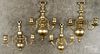 Four pairs of brass sconces, together with two singles, tallest -14 1/2''.