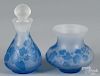 Zoltan Acs cameo glass vase and scent bottle, 3'' h. and 4 3/4'' h.