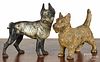 Two cast iron dog doorstops, ca. 1900, to include a Boston terrier, 10 1/2'' h., and a Scottie dog