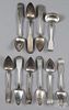 Coin silver serving spoons, to include makers G. M. Zahm, Butler & McCarty, John C. Farr
