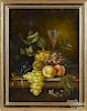 Oil on board still life, 20th c., with fruit, signed Hawgood, 16'' x 12''.