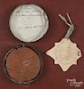 Unusual large William Penn wax seal, dated 1699, 4'' l., together with an embossed paper seal