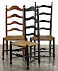 Three Delaware Valley ladderback side chairs, ca. 1800.