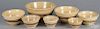 Assembled nest of seven yelloware mixing bowls, ca. 1900, largest - 5 1/2'' h., 12 1/2'' dia.