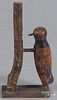 Carved and painted figure of a woodpecker, early 20th c., 7'' h.