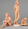 Margueritte Mandes (American 20th c.), three terra cotta female figures, tallest - 20''.