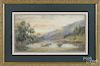 Julius Augustus Beck (American 1831-1915), watercolor river landscape, signed lower left, 9'' x 18''.