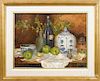 Mary Rasmussen (American 20th/21st c.), oil on board still life, signed lower right, 18'' x 24''.
