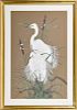 Robin Hill (American, b. 1932), watercolor and gouache, titled Plumed Egrets, signed lower right
