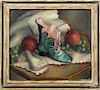 Grace Keast (American 1903-1997), oil on canvas still life, with an Estate stamp verso, 14'' x 16''.