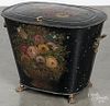 Victorian painted coal scuttle, 19'' h., 24'' w.