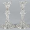 Pair of colorless glass figural candlesticks, early 20th c., 10 1/4'' h.