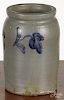 Pennsylvania stoneware jar, 19th c., with cobalt floral sprays, 9'' h.