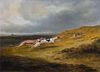 GREYHOUND COURSING LANDSCAPE OIL PAINTING