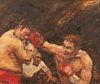BOXING MATCH SPORTING SCENE OIL PAINTING