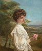 PORTRAIT OF AN EDWARDIAN LADY OIL PAINTING