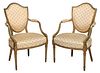 Pair George III Style Gilt and Painted Open Armchairs