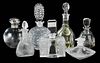 Seven Clear Glass Perfumes And Atomizers