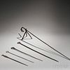 Wrought Iron Spit Stand and Four Wrought Iron Skewers