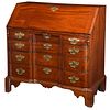 New England Chippendale Mahogany Block Front Desk