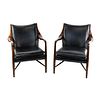 (2) Pair of Classic Home Kiannah Black Leather Club Chairs