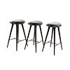 (3) Set of Mater Black Leather Counter Bar Stools