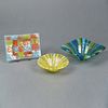 (3) Mid-Century Modern Higgins Art Glass Tray & Bowls