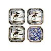 (4) Group of Chinese Canton Enamel Square Painted Dishes