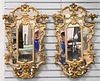 Pair of Gilt Decorated Girandole Mirrors, each having two candle holders, 32" x 20".