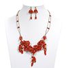 Italian 10K YG & Salmon Coral Necklace & Earrings