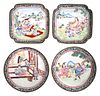 Four Early Chinese Canton Export Saucer Dishes