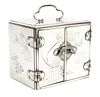 Japanese Antique Silver & Lacquer Jewelry Box