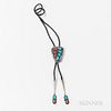 Effie Calavaza Silver and Turquoise Bolo Tie