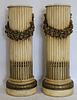 Antique Pair Of Carved, Paint Decorated & Fluted