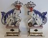 Large Pair of Chinese Crackle Glaze Foo Dogs on