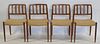4 Midcentury J.L. Moller Danish Modern Chairs